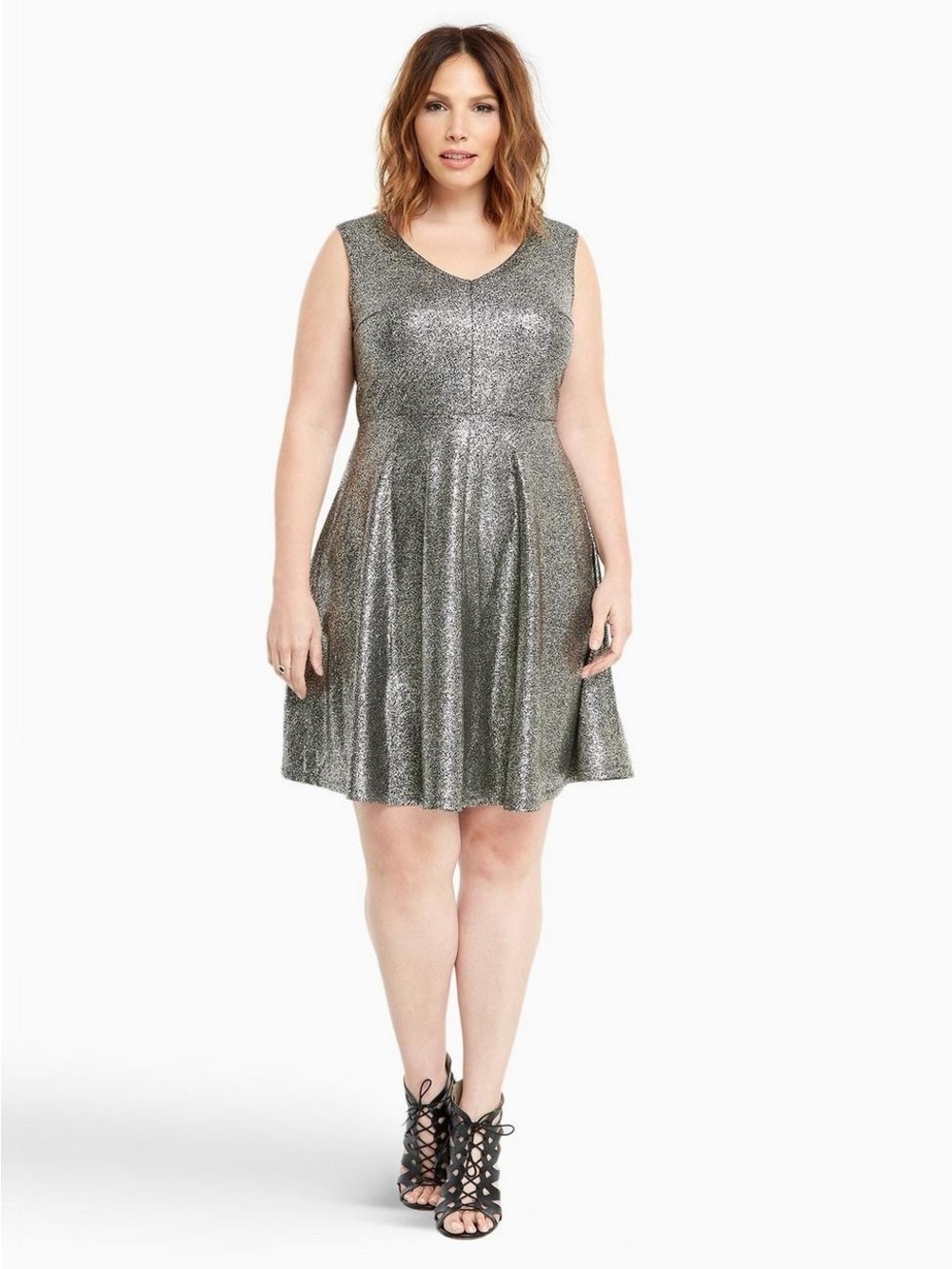 EUC Torrid Silver Foil Skater Dress- Size 3X